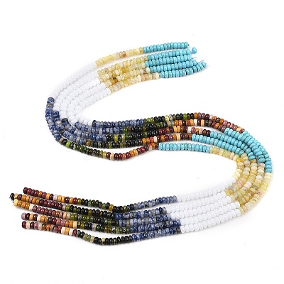 Glass & Synthetic Turquoise & Natural Sodalite & Natural Polychrome Jasper & Jade & Quartz Beads Strands G-Z135-C02-2x4mm-1