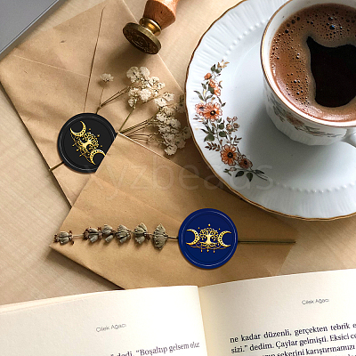 Brass Wax Seal Stamp with Handle AJEW-WH0184-0501-1