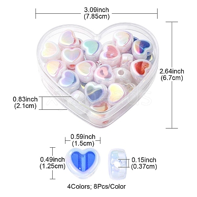 32Pcs 4 Colors UV Plating Rainbow Iridescent Acrylic Beads OACR-YW0001-32B-1