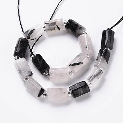 Natural Black Rutilated Quartz Beads Strands X-G-S345-8x11-010-1