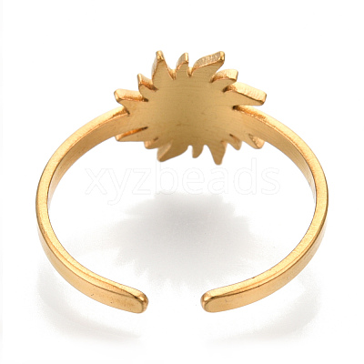 Ion Plating(IP) 304 Stainless Steel Sun Cuff Rings RJEW-N038-116LG-1