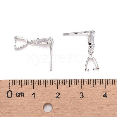 Anti-Tarnish Rhodium Plated 925 Sterling Silver Dangle Stud Earing Settings STER-K038-008P-1