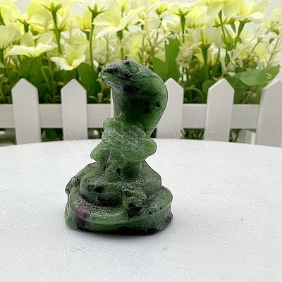 Natural Ruby in Zoisite Carved Healing Snake Figurines PW-WG18724-10-1