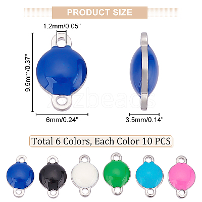 60Pcs 6 Colors 304 Stainless Steel Enamel Connector Charms STAS-DC0011-24-1