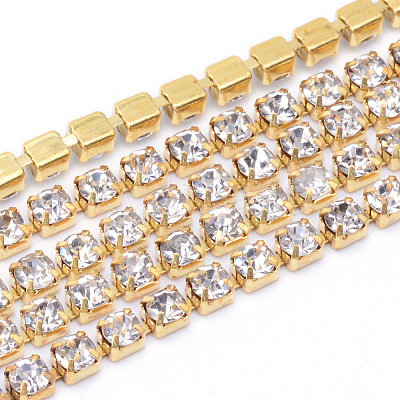 Brass Rhinestone Strass Chains CHC-T003-SS6-01C-1
