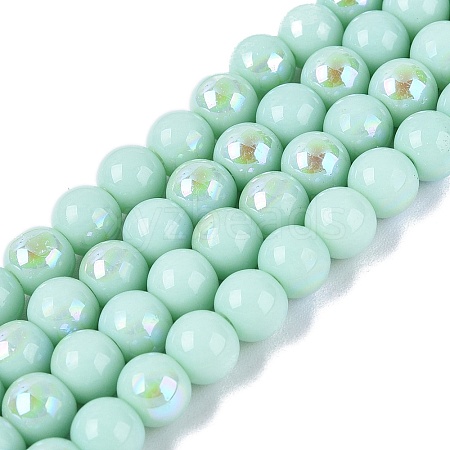 Electroplate Opaque Glass Beads Strands LS-EGLA-Q132-6MM-01C-11-1