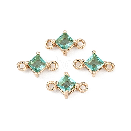 Brass Pave Glass Rhombus Links Connector Charms GLAA-Q088-001B-1