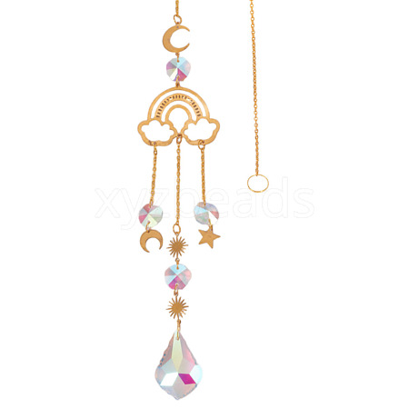 1Pc Faceted Glass Sun Catcher Pendant Decorations AJEW-TA0002-91-1