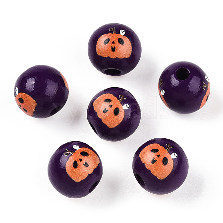 Halloween Theme Wood European Beads WOOD-N016-04C-1