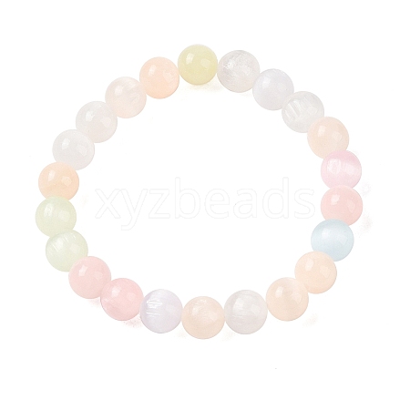 Natural Selenite Round Beaded Stretch Bracelets for Women G-U005-02C-1