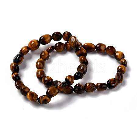 Natural Tiger Eye Beaded Stretch Bracelets BJEW-F414-02B-01-1