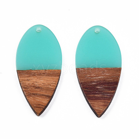 Transparent Resin & Walnut Wood Pendants RESI-N025-031-C04-1