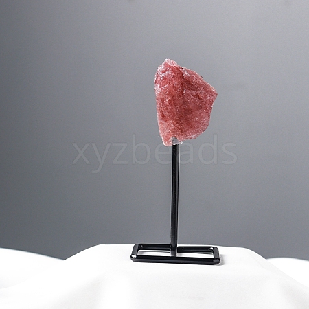 Natural Strawberry Quartz Irregularity with Metal Home Decoration Ornament PW-WG598C7-03-1