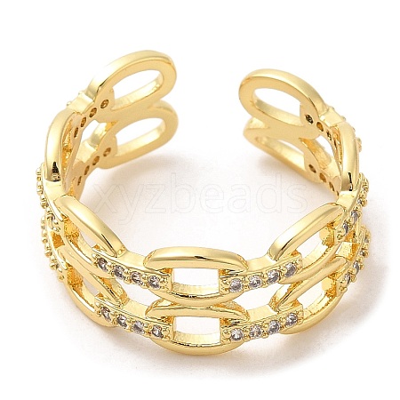 Rack Plating Brass Hollow Oval Open Cuff Rings RJEW-R138-03G-1