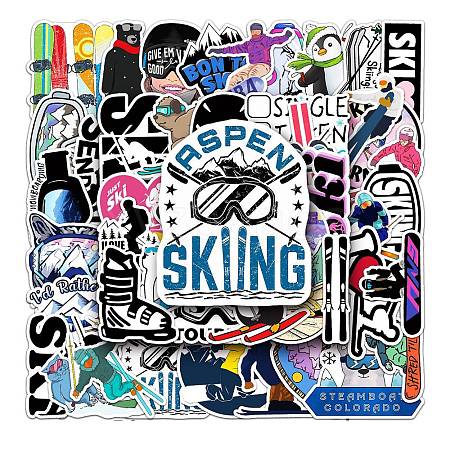 Skiing Theme Waterproof PVC Adhesive Stickers STIC-PW0014-001-1