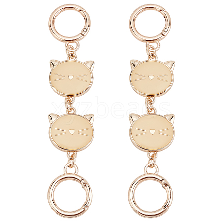 ANATTASOUL 2Pcs Alloy Enamel Cat Head Link Purse Strap Extenders FIND-AN0001-17-1