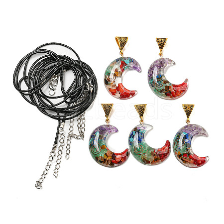 Resin Pendant Necklaces NJEW-L120-01-1