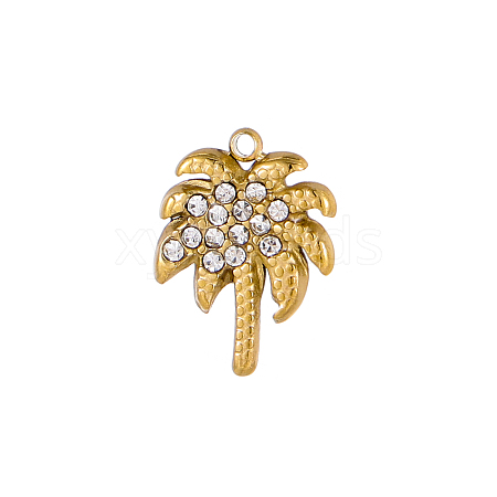 304 Stainless Steel Micro Pave Clear Cubic Zirconia Charms CU-OY001-35G-1