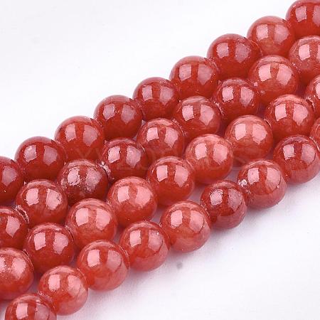 Natural Dyed Yellow Jade Gemstone Bead Strands G-R271-8mm-YXS16-1