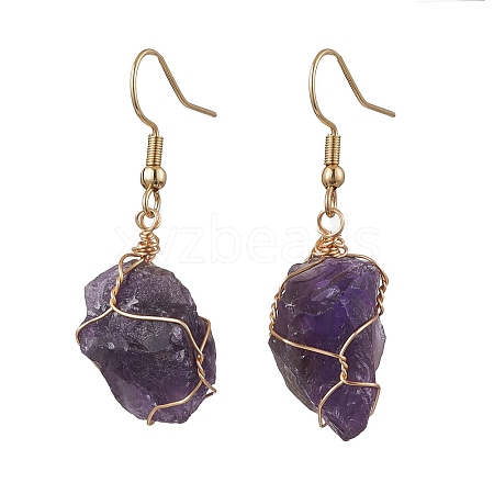 Natural Amethyst & 304 Stainless Steel Dangle Earrings for Women EJEW-JE06237-01-1