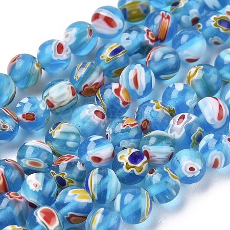 Round Millefiori Glass Beads Strands LK-P001-13-1