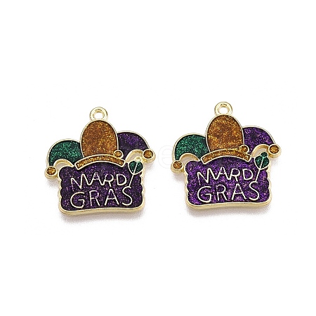 Carnival/Mardi Gras Theme Alloy Enamel & Glitter Powder Pendants ENAM-T020-53C-RS-1