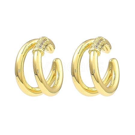 Rack Plating Brass Double Line Cuff Earrings EJEW-D069-09G-1