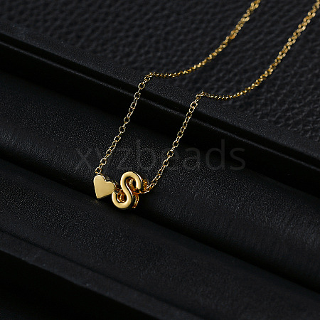 Alloy Letter Heart Pendant Necklaces for Women WGBB55E-15-1