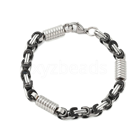 Grooved Column 304 Stainless Steel Byzantine Chain Bracelets for Men BJEW-B093-07BP-1