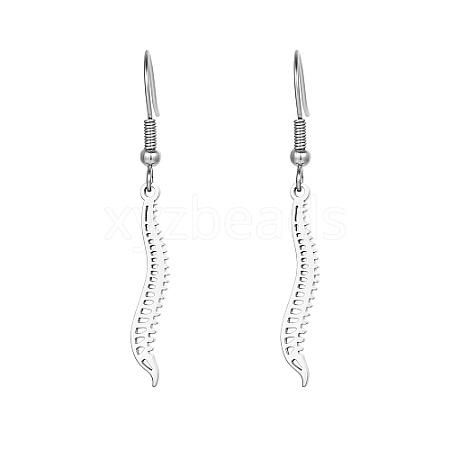 Non-Tarnish 304 Stainless Steel Spine Dangle Earrings WC7930-1-1