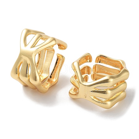 Brass Open Cuff Rings for Women RJEW-E292-25G-1