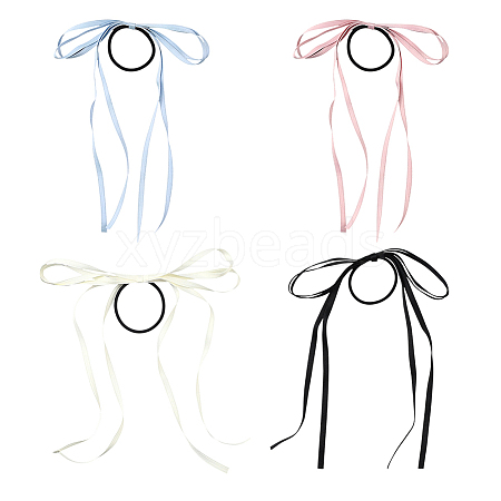 4Pcs 4 Colors Satin Hair Ties OHAR-GO0001-15-1