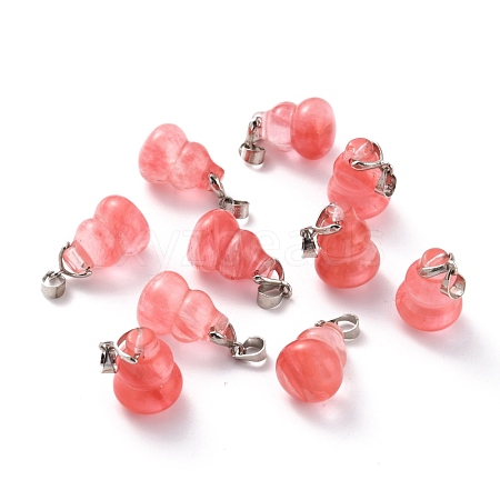 Watermelon Stone Glass Pendants G-G846-01E-1