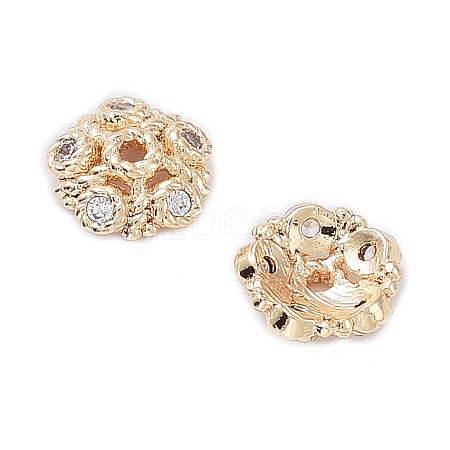 Rack Plating Brass Cubic Zirconia Bead Cap KK-A183-74G-1