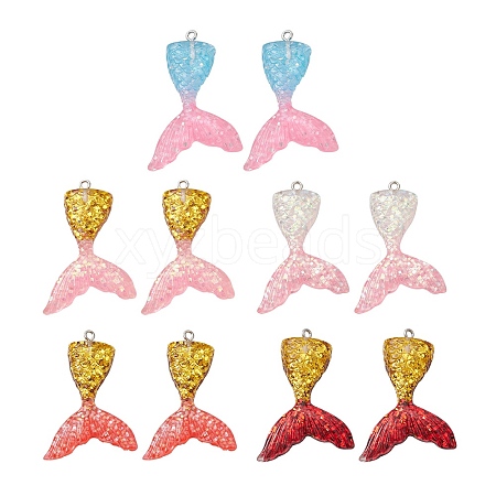 10Pcs 5 Colors Gradient Color Resin Pendants CRES-YW0001-21-1