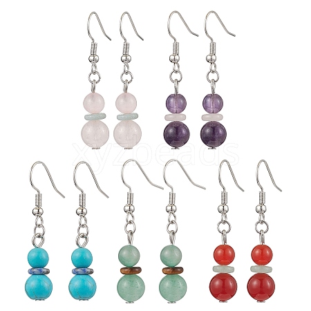 Mixed Stone Dangle Earrings EJEW-JE06160-1