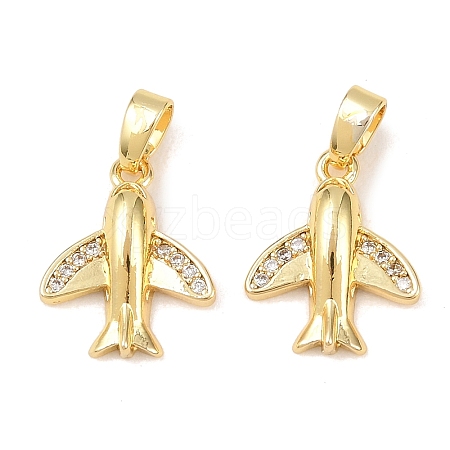 Brass Micro Pave Clear Cubic Zirconia Pendants KK-G549-18B-G-1