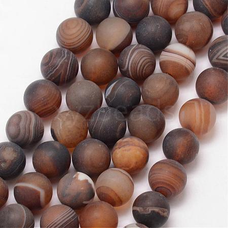 Natural Striped Agate/Banded Agate Bead Strands G-K166-12-10mm-04-1