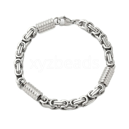Grooved Column 304 Stainless Steel Byzantine Chain Bracelets for Men BJEW-B093-07P-1