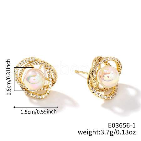 French Romantic Fashion Brass Rhinestone Stud Earrings ZC4783-1-1