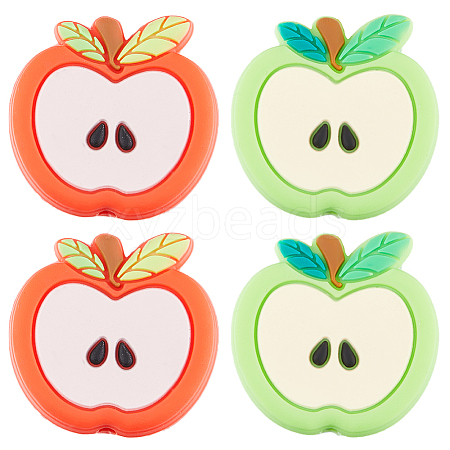 SUNNYCLUE 10Pcs 2 Colors Apple Food Grade Eco-Friendly Silicone Beads SIL-SC0001-58-1