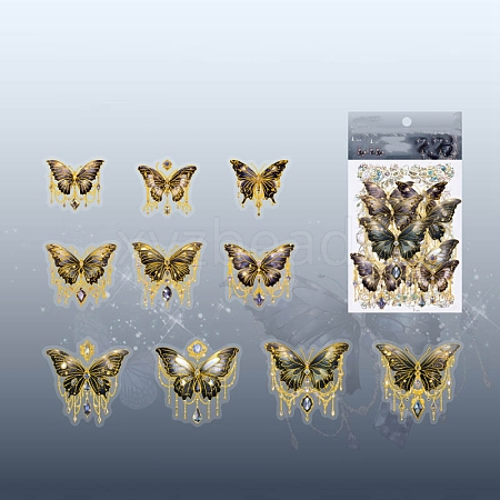 20Pcs 10 Styles Laser Waterproof PET Butterfly Decorative Stickers PW-WG80665-08-1