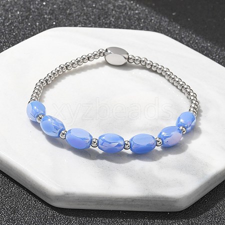 304 Stainless Steel Beads Stretch Breacelets for Women BJEW-M054-01P-02-1