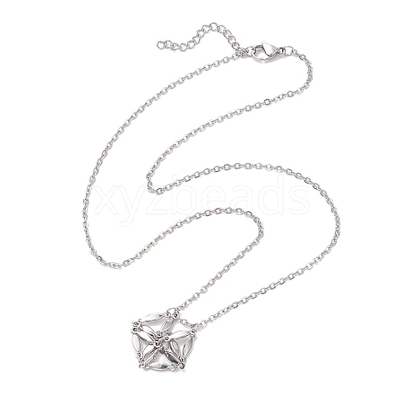 Crystal Stone Cage Pendant Necklaces NJEW-JN04756-01-1