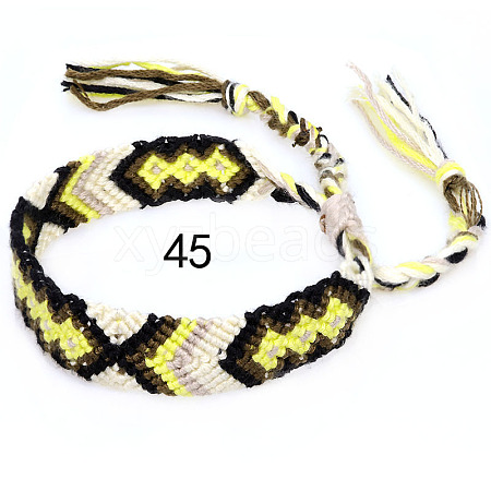 Cotton Braided Rhombus Pattern Cord Bracelet FIND-PW0013-003A-45-1
