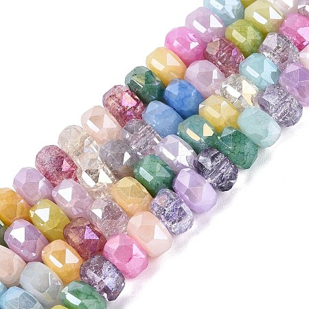 Mixed Styles Electroplate Crackle Glass Beads Strands EGLA-Q135-01A-A01-1
