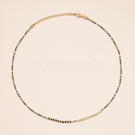 Bohemian-style semi-precious gemstone rice bead necklace ST6953874-1