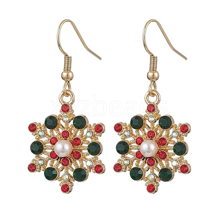 Christmas Alloy Rhinestone Dangle Earrings EJEW-JE06121-01-1