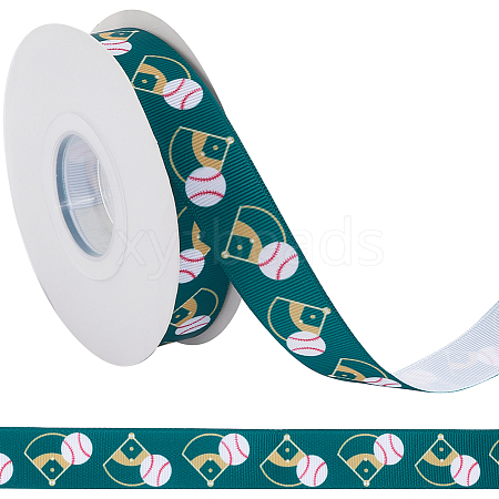 25 Yards Sport Ball Theme Printed Polyester Grosgrain Ribbon OCOR-WH20002-03A-05-1