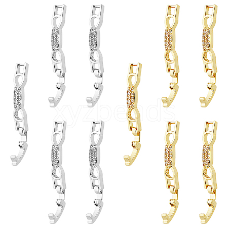 10Pcs 2 Colors Bowknot Rack Plating Brass Clear Cubic Zirconia Watch Band Clasps ZIRC-DC0001-10-1